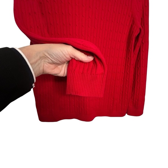 Talbots Cherry Red Round Neck Cable Knit Long Sleeve Sweater Sz LP - Picture 4 of 7